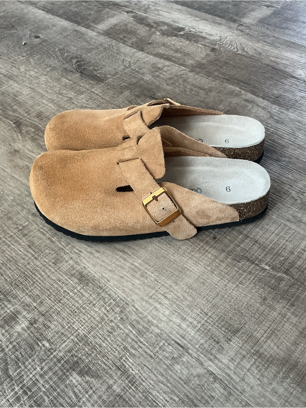 Quince Water Repellent Suede Clog Mule Pecan Size 9 Adjustable